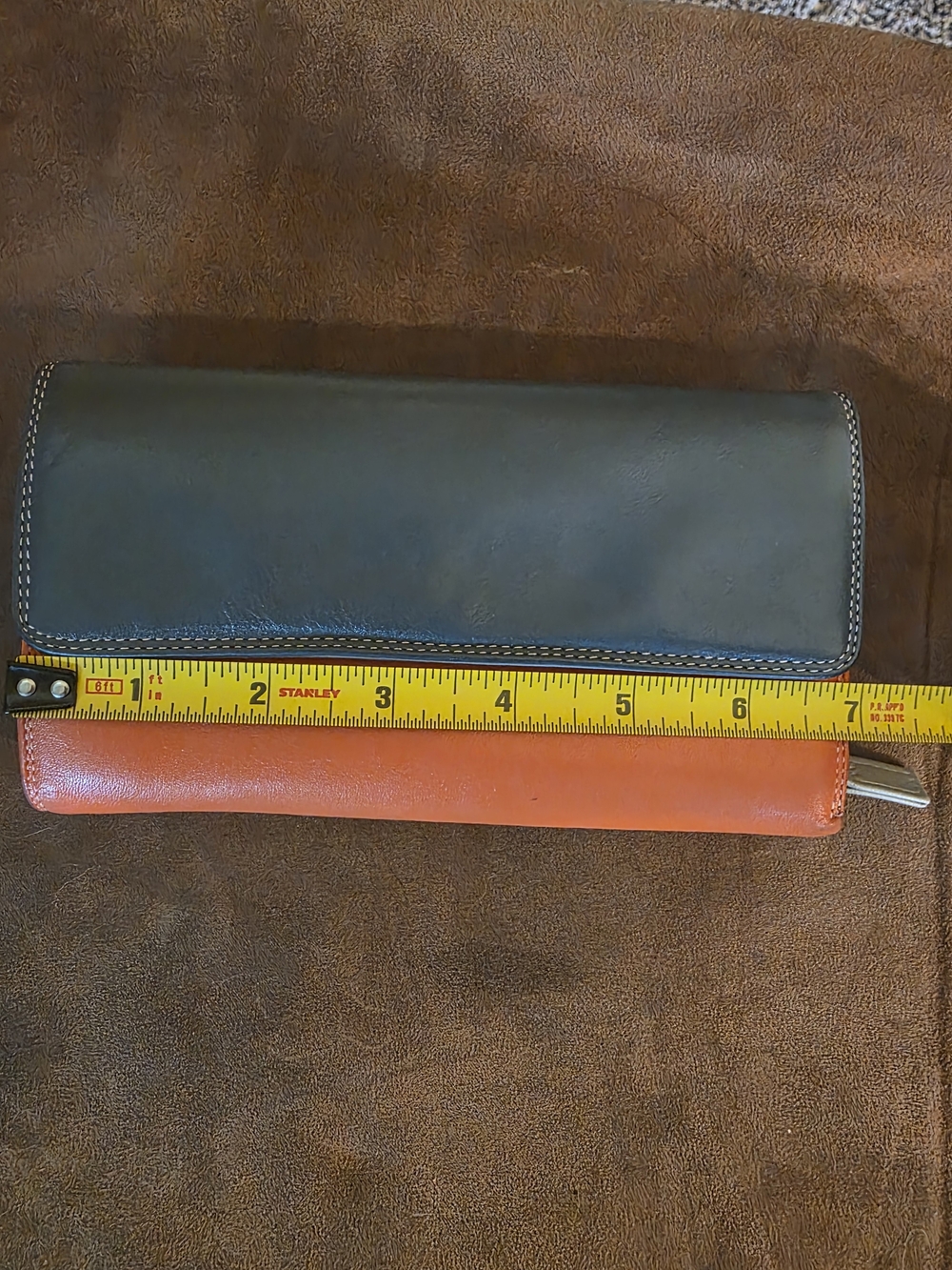 Mywalit | Large Leather Trifold Wallet | Gray Orange Red | 12 Card Slots 👛 - Picture 11 of 15